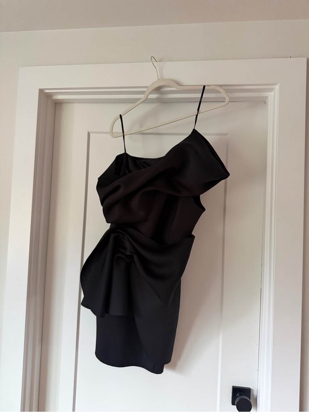 ASOS Black One-Shoulder Draped Mini Dress